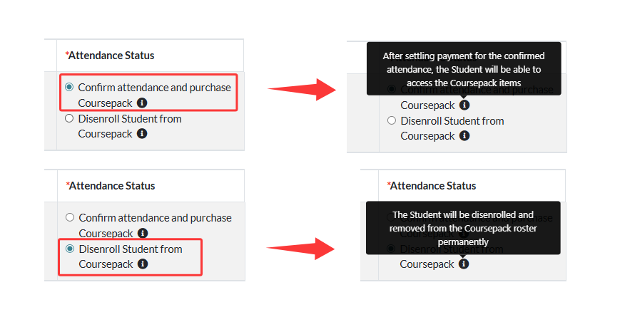 confirm attendance or disenroll